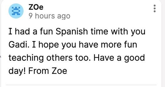 Student review Zoe